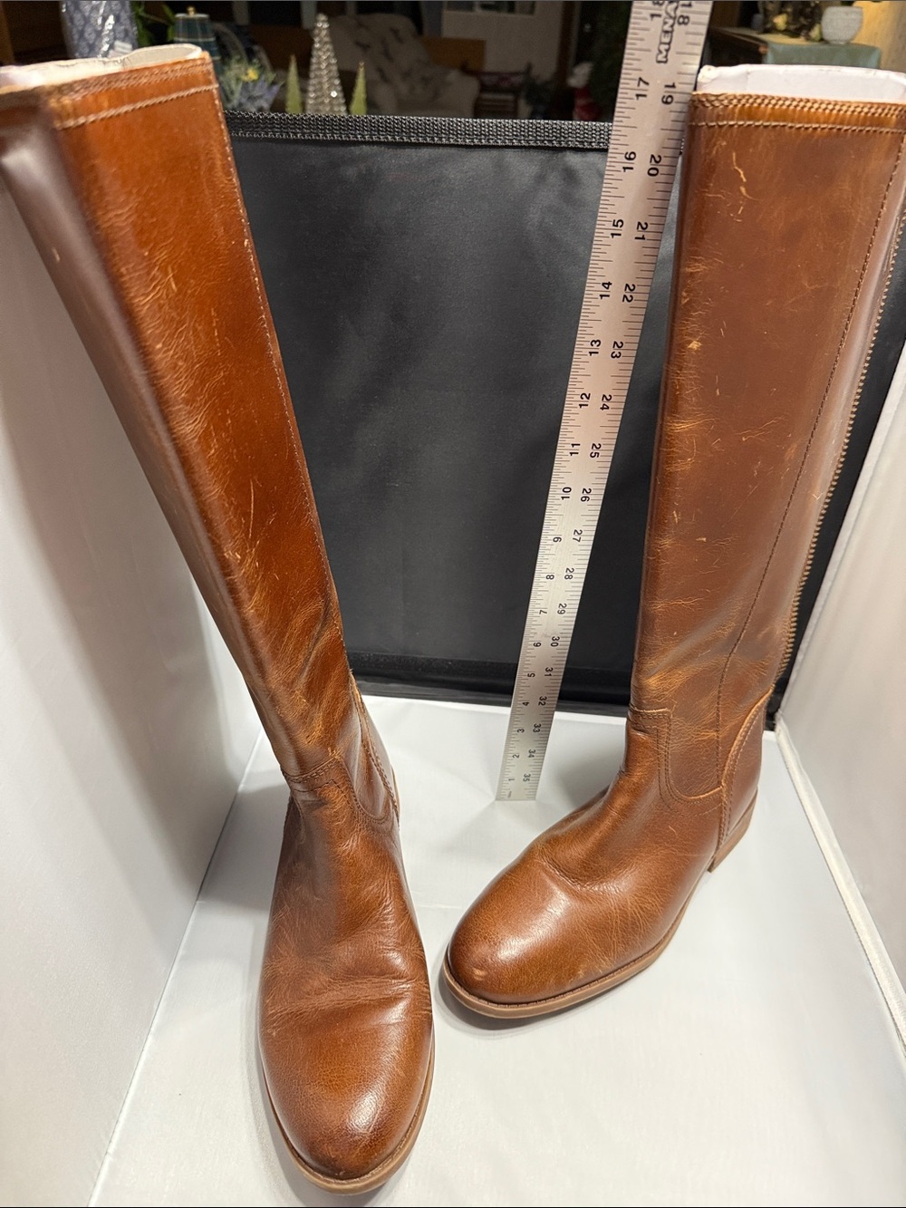 FRYE AND CO. Tall Leather Riding Boots - Chestnut